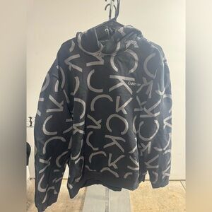 Calvin Klein Black and Silver Patterned Top